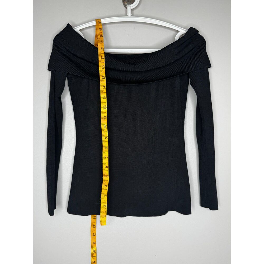 L'AGENCE Black Off Shoulder Sweater Rib Knit Long Sleeve Top M - Picture 4 of 8